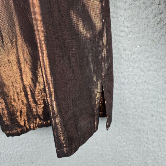 Ruby Rd Blouse Shirt Womens 18 Brown Metallic Button Up Roll Tab Sleeve Pockets - Picture 6 of 14